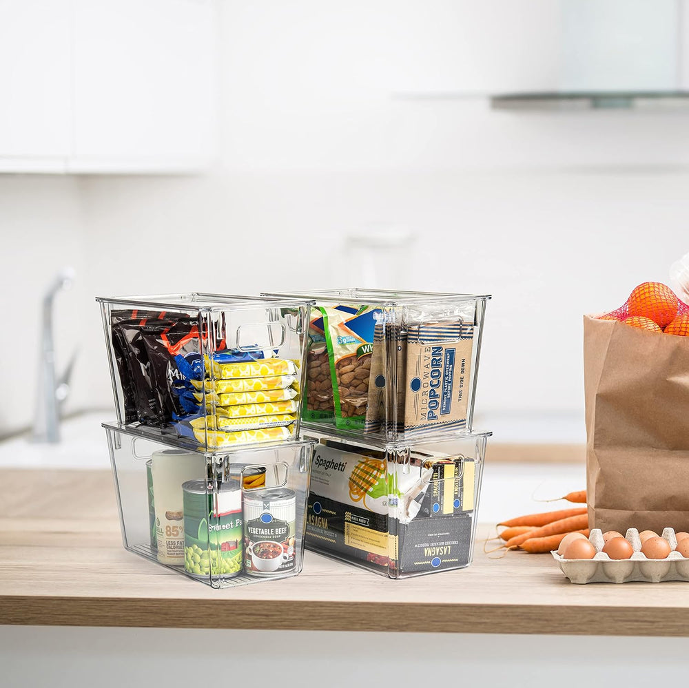 ClearSpace Plastic Storage Bins with Lids for Pantry & Fridge, 4 Pack