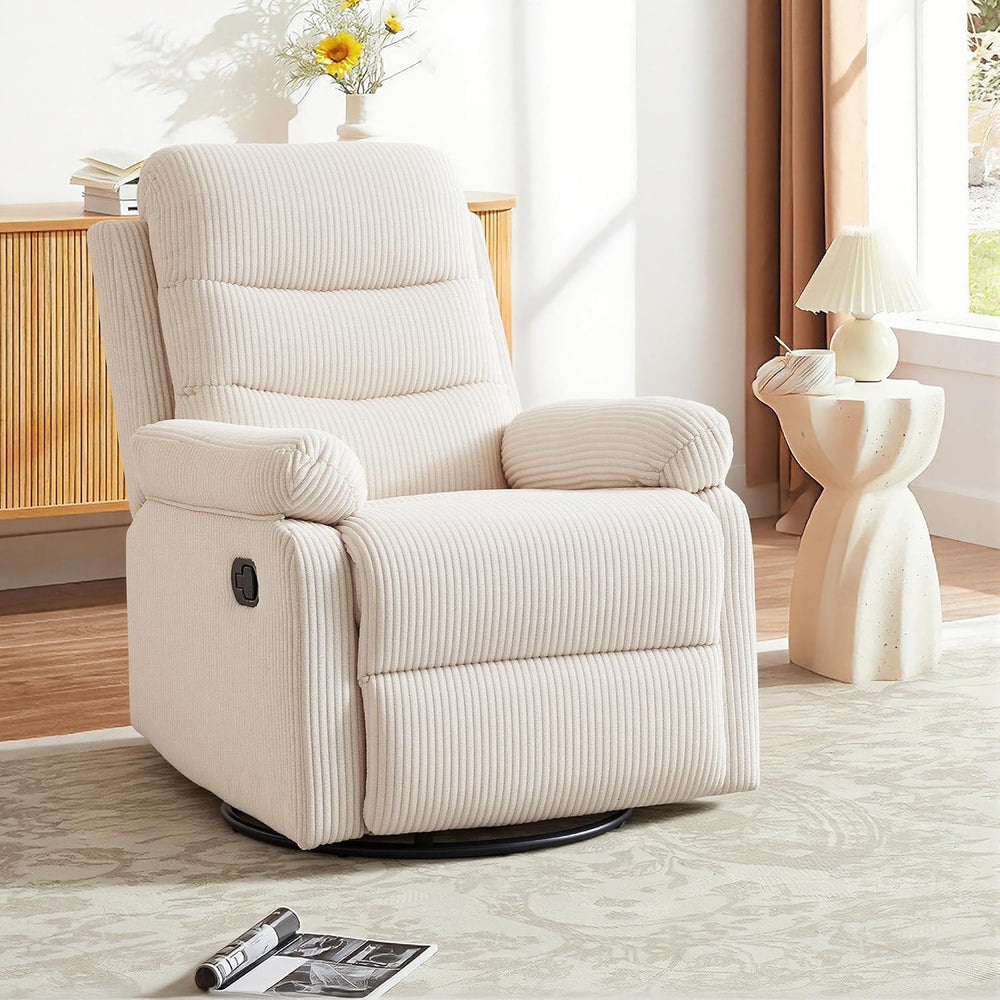 Rocking Recliner Chair,Modern Swivel Glider Recliner Chair,Corduroy Fabric Up...