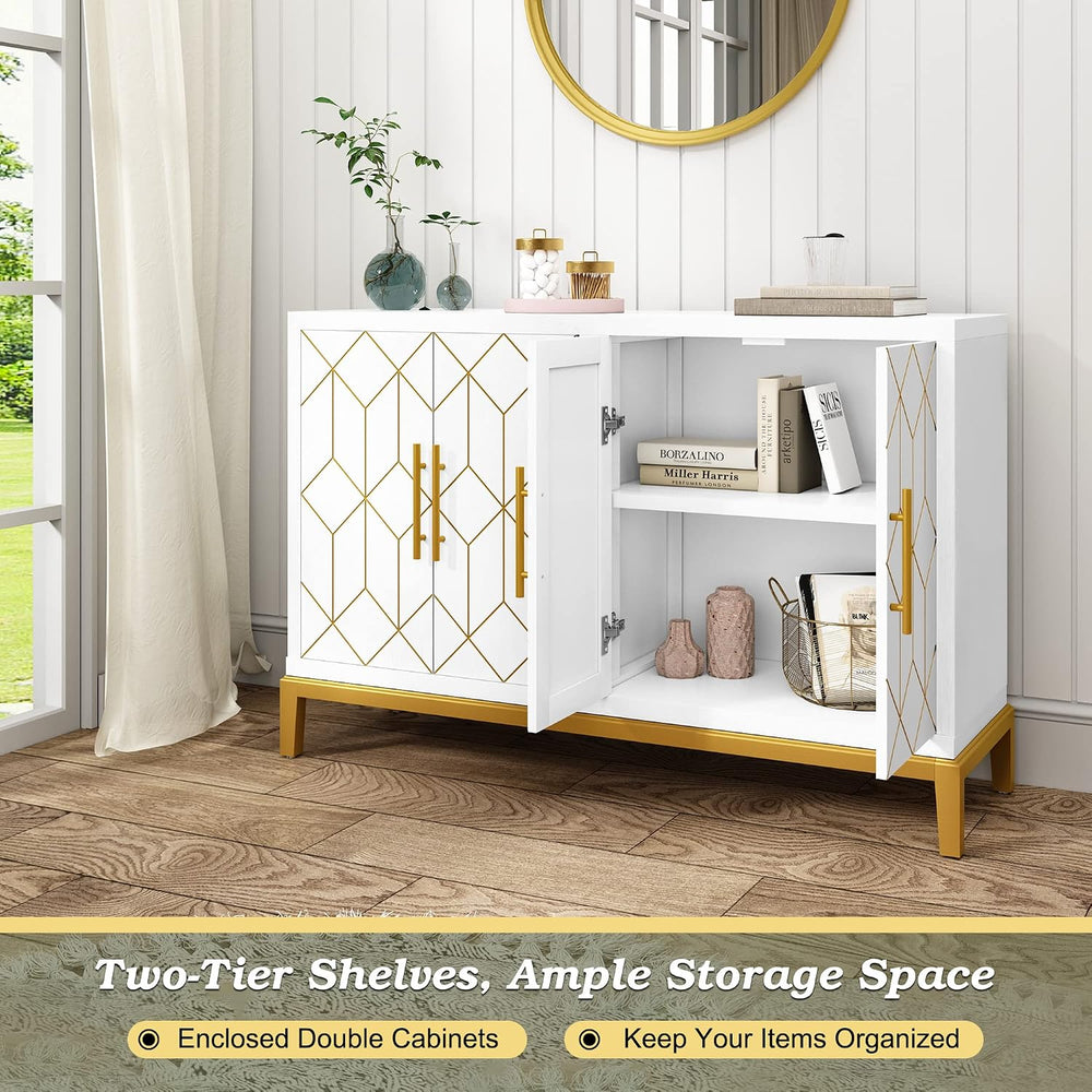 HLR Accent Cabinet with 4 Doors&Shelves, Sideboard Buffet Cabinet with Go...