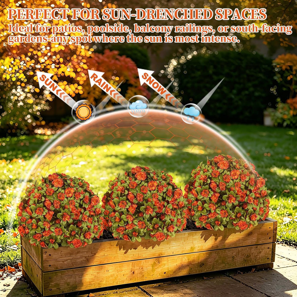 Grooy 2 Pack Artificial Fall Azlea Flower Topiary Balls for Outdoor