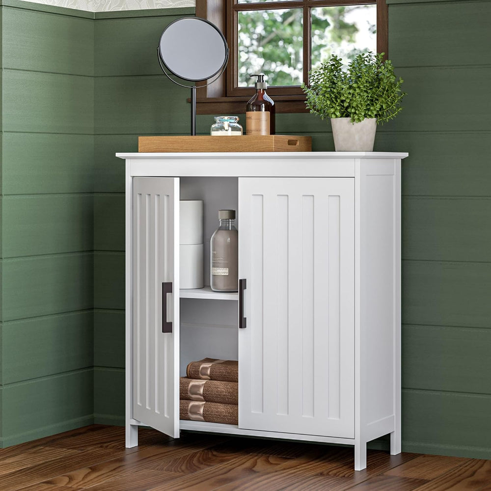 RiverRidge Monroe Two-Door Bathroom Floor Storage Cabinet - White