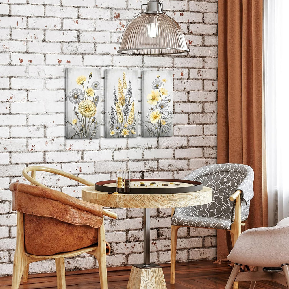 Saypeacher Bathroom Wall Decor Botanical Floral Wall Art Prints Yellow and Gr...