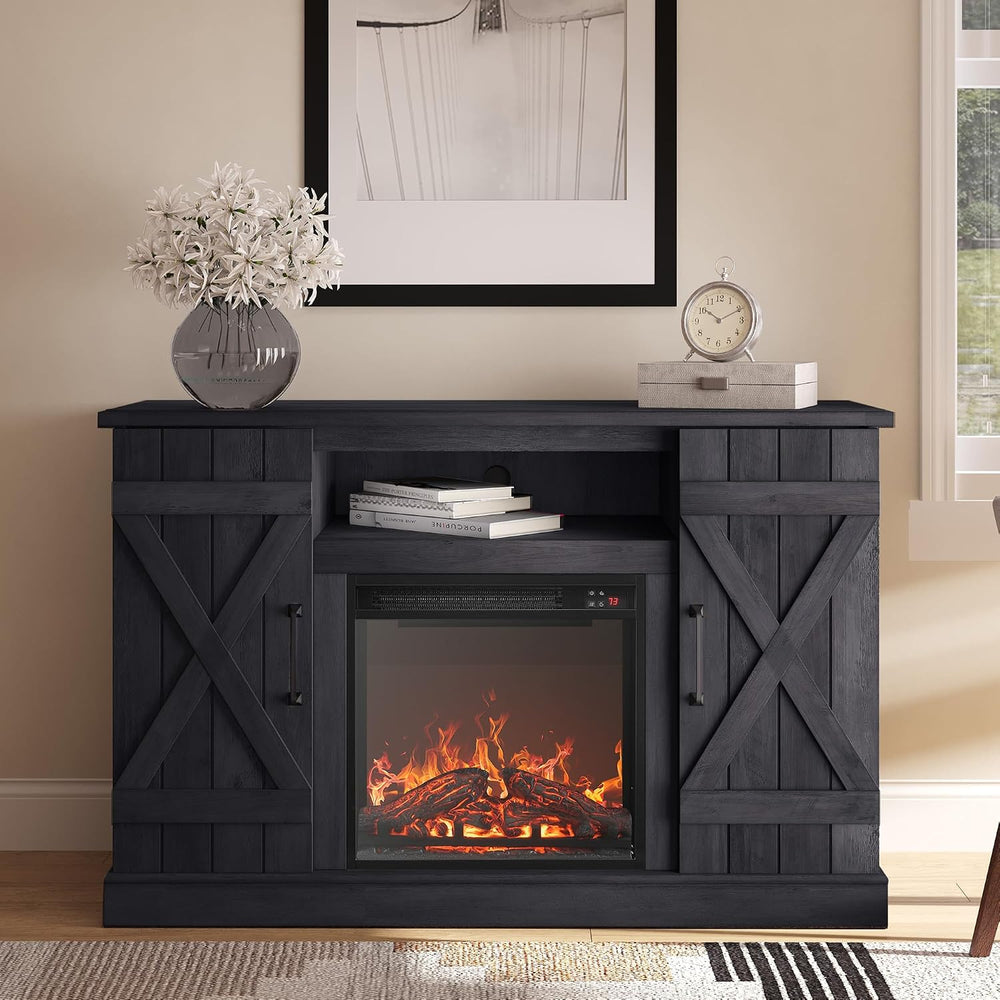 BELLEZE Veropeso 47" TV Stand with 18" Electric Fireplace - Rustic ...