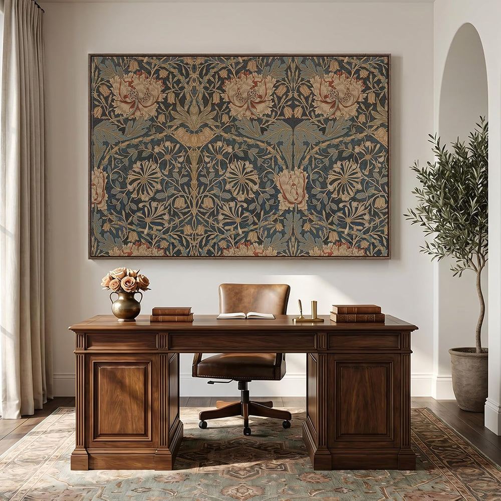 Extra Large Framed Vintage Morris Botanical Wall Art for Living Room, 72x48