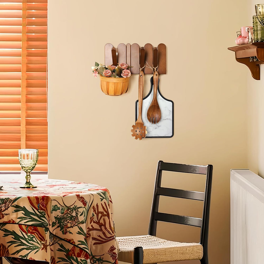 Wall Coat Rack for Entryway: Folding Wood 4 Hooks for Small Space