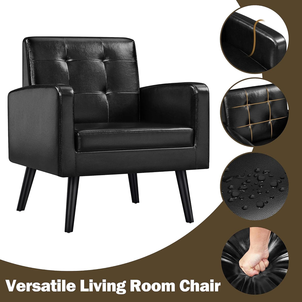 Yaheetech Mid Century Accent Chair Living Room Chair Retro Black