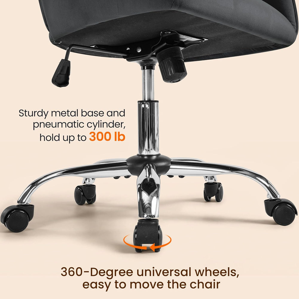 Yaheetech Velvet Office Desk Chair Channel-Tufted Swivel Seat, Dark Gray