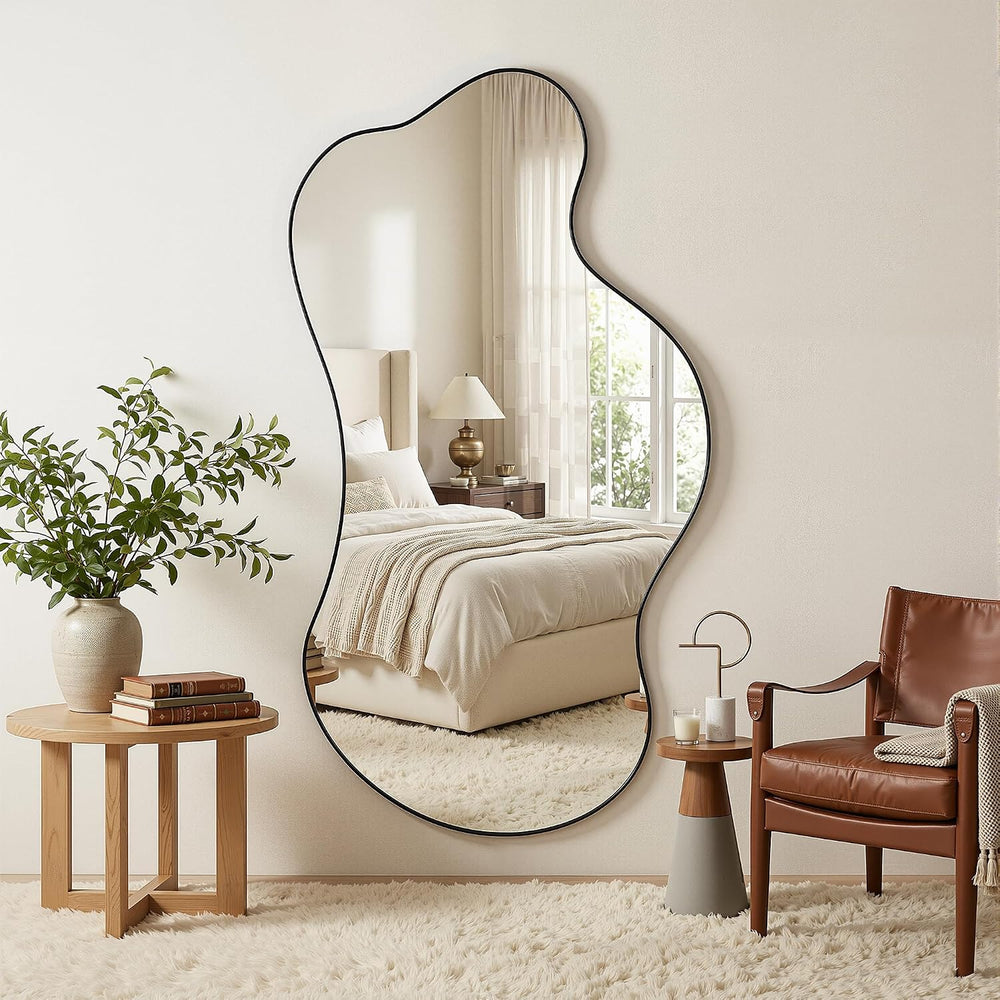 Irregular Wall Mirror, 26"x40" Asymmetrical Mirror, Black