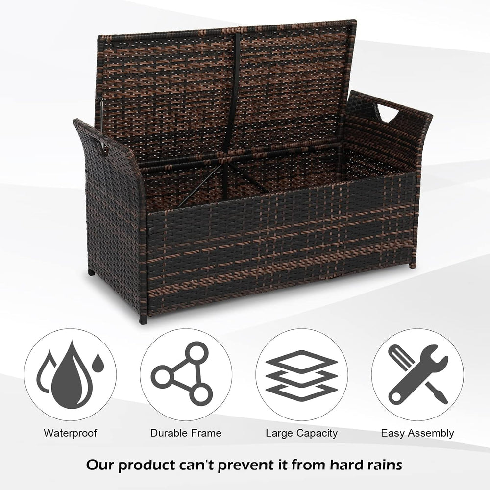 VINGLI 40 Gallon Rattan Deck Box with Cushion