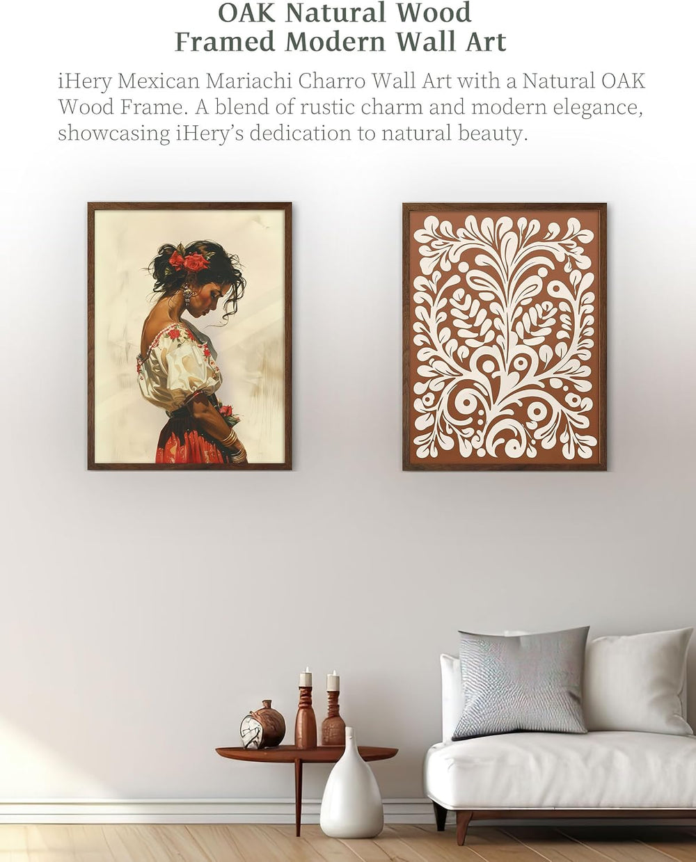 iHery 12x16in Mexican Woman Framed Southwestern Wall Art