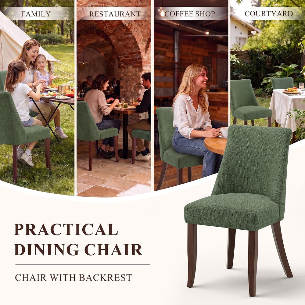 COLAMY Upholstered Dining Chairs Set of 2, Mid Century Modern Kitchen Chairs ...