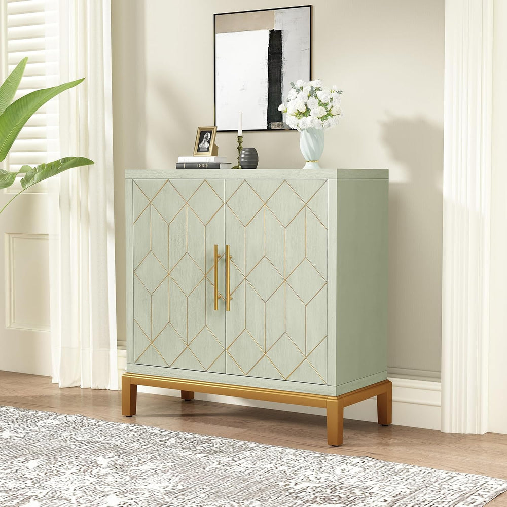 ARTPOWER Accent Cabinet with Doors, Modern Storage Cabinet, Green