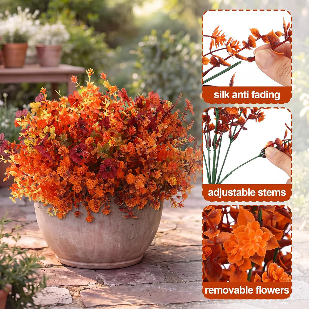 Riceshoot 24 Bundles Artificial Fall Flowers Outdoor Planters Decorations