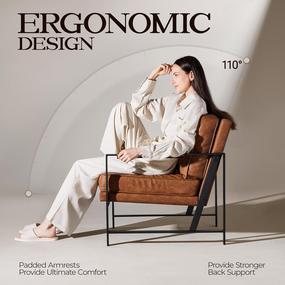 Yaheetech Mid-Century Accent Chair, Modern Armchair, Light Brown
