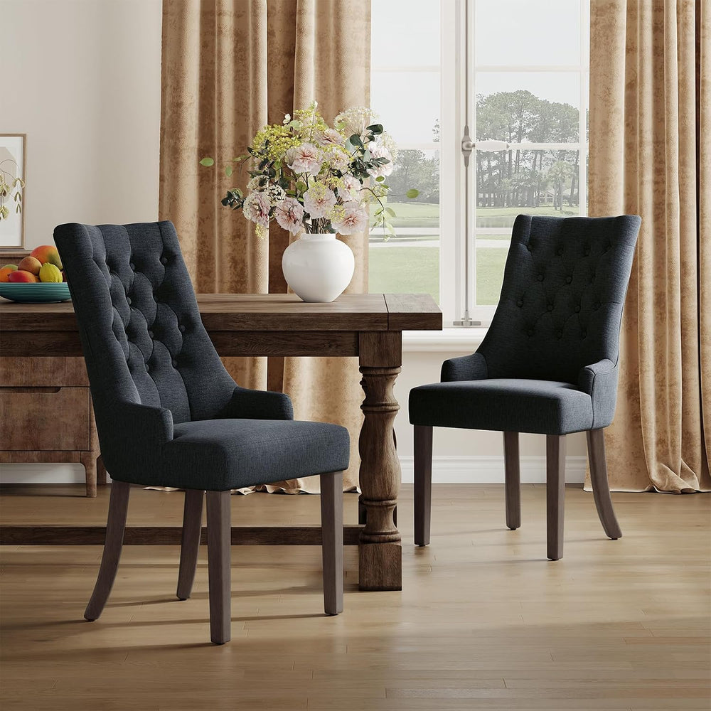 COLAMY Wingback Dining Chairs Set of 6, Black