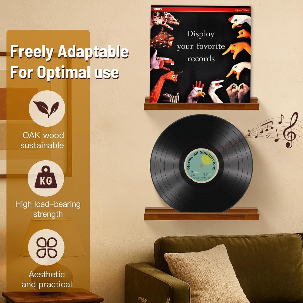 Vinyl Record Shelf Wall Mount,Record Album Display Holder,2 Pack