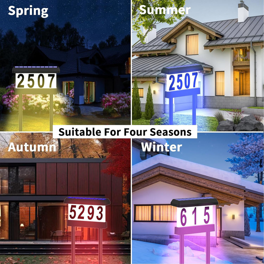 Double Side Solar Address Numbers, Lighted House Numbers for Outside