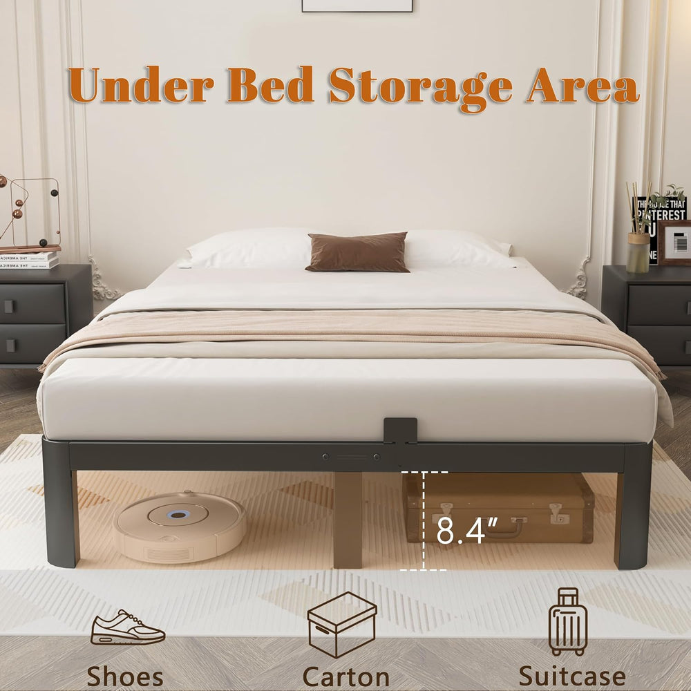 10 Inch King Bed Frame with Metal Gasket, Black Platform Bed Base