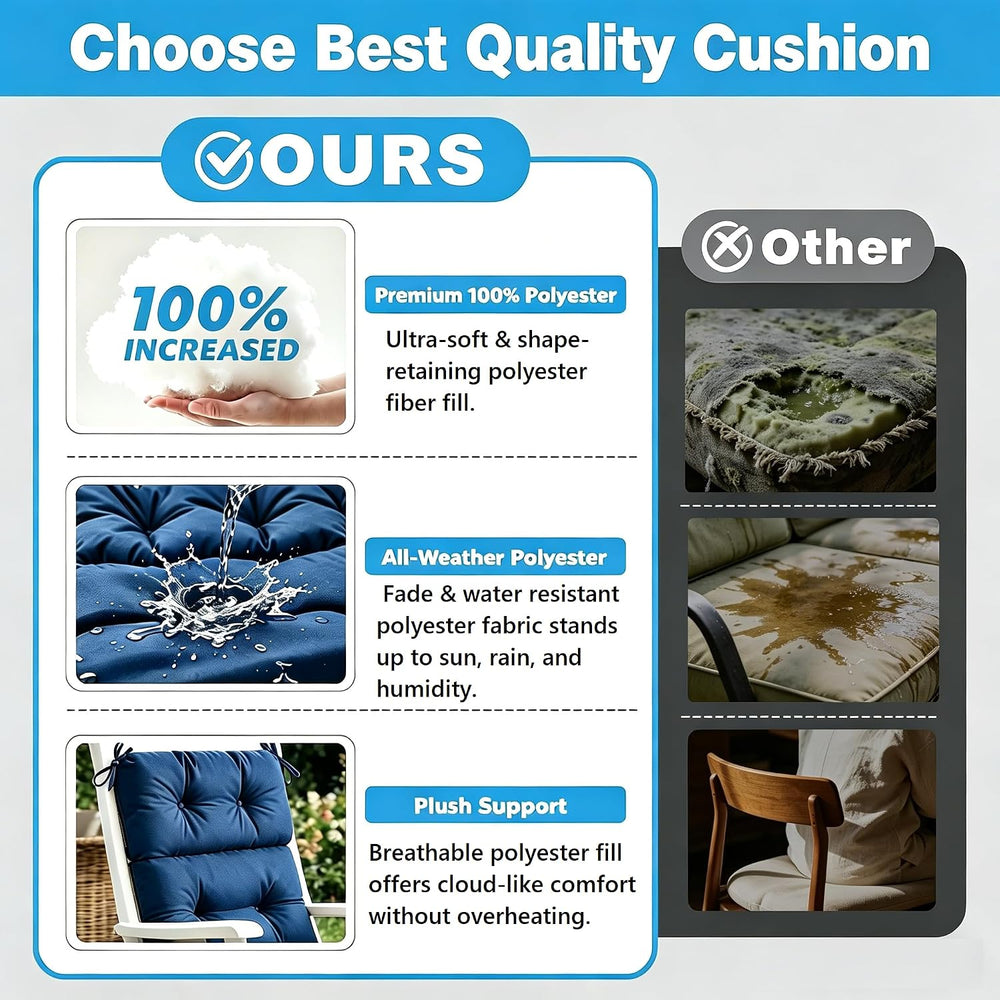 QILLOWAY Outdoor Chair Cushion for Patio Furniture, Waterproof Patio Cushions...