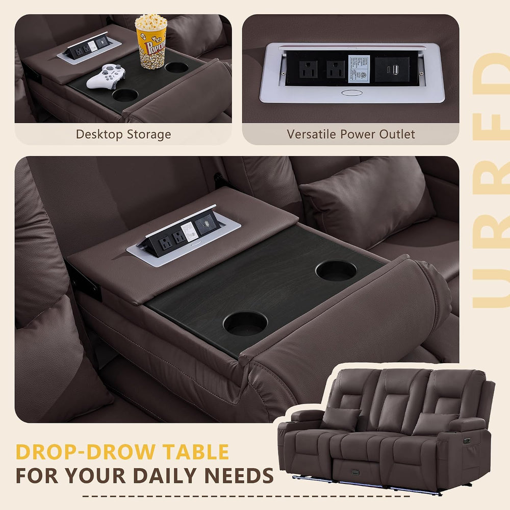 URRED Wall Hugger Power Reclining Loveseat Sofa,Dark Brown:77.3" - 3 Seats
