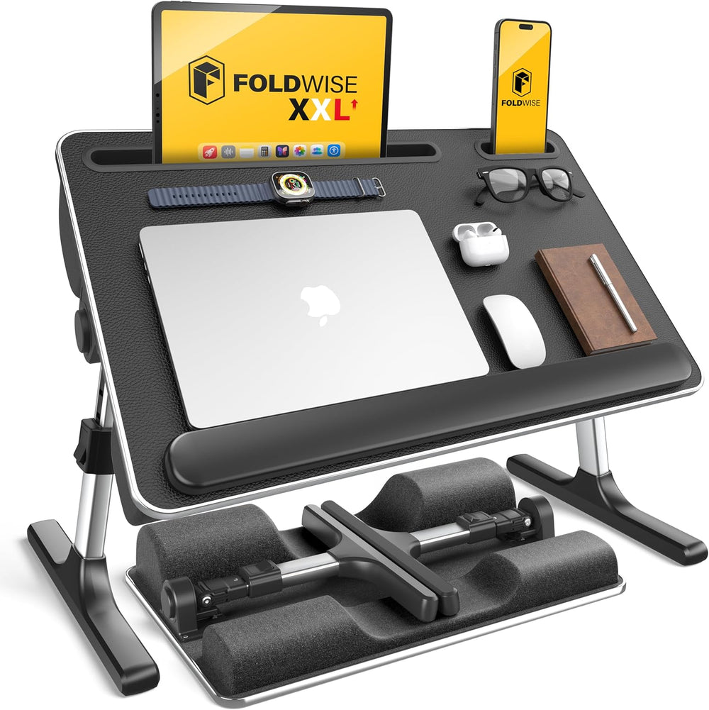 FoldWise 2-in-1 Bed & Lap Desk with Soft Cushion, Adjustable Height &...