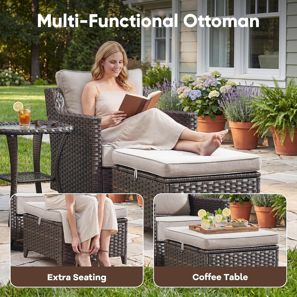 Luxury 7 Pieces Outdoor Patio Furniture Set-All Weather Outdoor Swivel Rocker...
