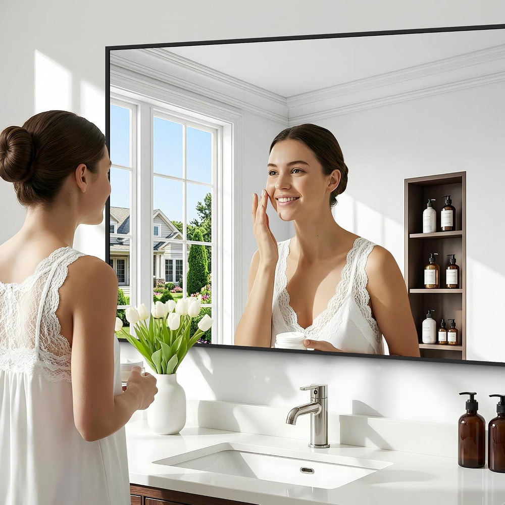 48" x 30" Bathroom Mirror for Wall, Metal Framed Rectangular Vanity...