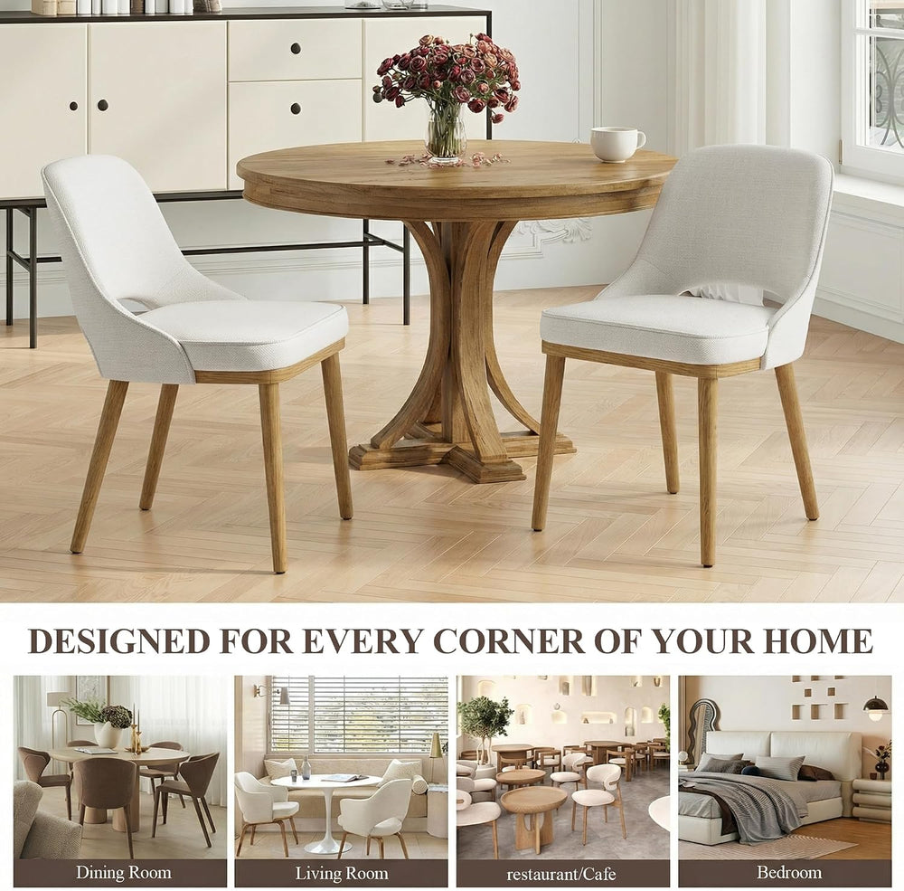 Modern Upholstered Chairs, Curved Open‑Back Fabric Kitchen Chairs(Set of 4)