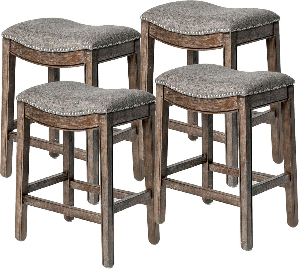 Maven Lane Adrien Backless Counter Stool, Brown, 26", Set of 4