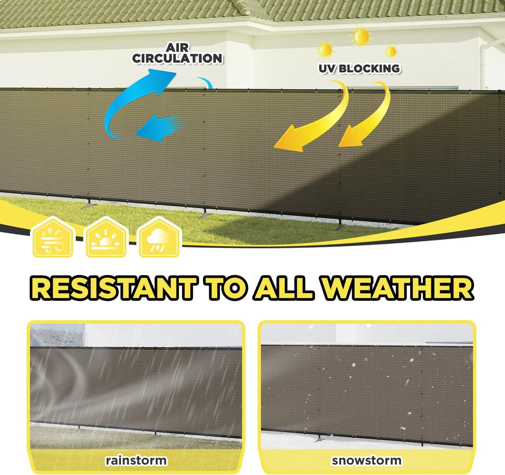 5' x 24' Brown Outdoor Privacy Screen Freestanding 240 GSM Privacy Fe...