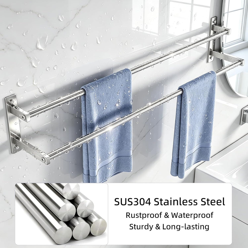Double Towel Bar, 32Inch Towel Rack for Bathroom, Brushed Nickel