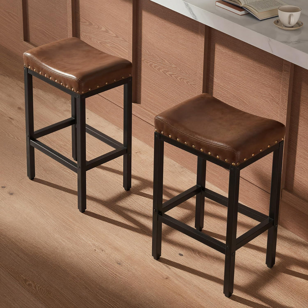 Forteek 30'' Bar Stools Set of 2, Counter Height Barstools with Nailhead