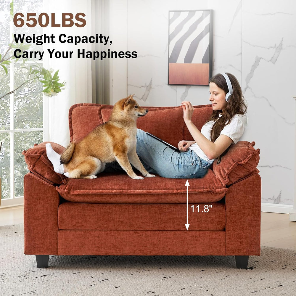 CDCASA Oversized Accent Chair, Comfy Cloud Sofa Chair, Terracotta Orange