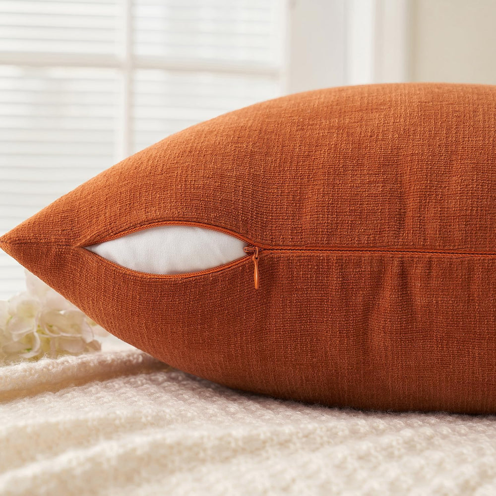 MIULEE Halloween Fall Burnt Orange Chenille Couch Pillow Covers, 20x20