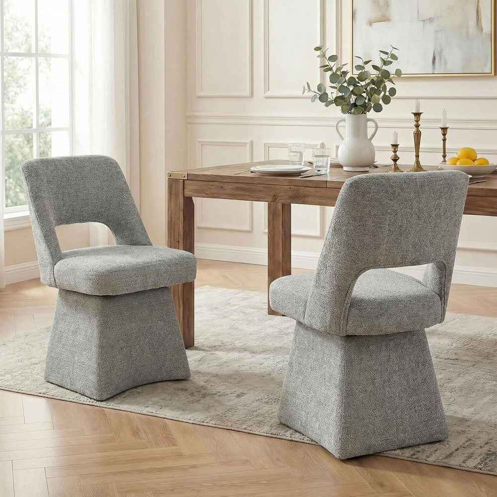 VKNOW Upholstered Swivel Dining Chairs Set of 4 with Curved Open Back