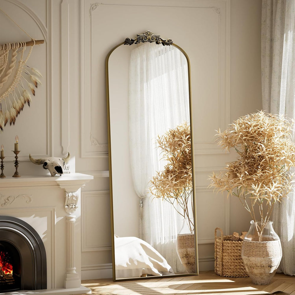 BEAUTYPEAK 56" x 21" Full-Length Baroque Arch Mirror, Bronze