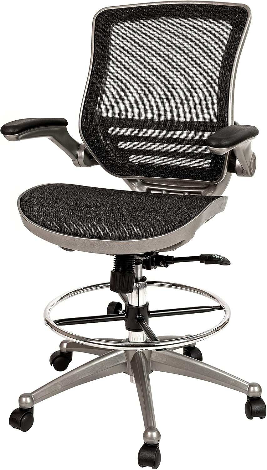 Flash Furniture Mesh Drafting Chair, Black/Graphite Silver