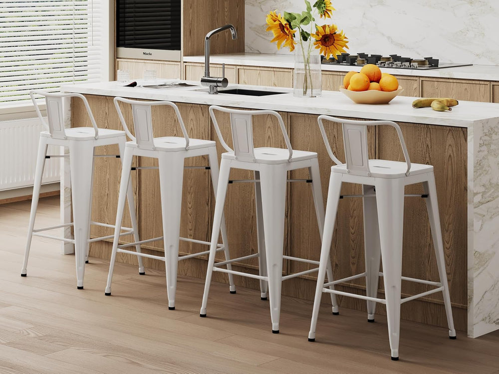 Changjie Furniture Metal Barstools Set of 4 Industrial Bar Stools with Backs,...