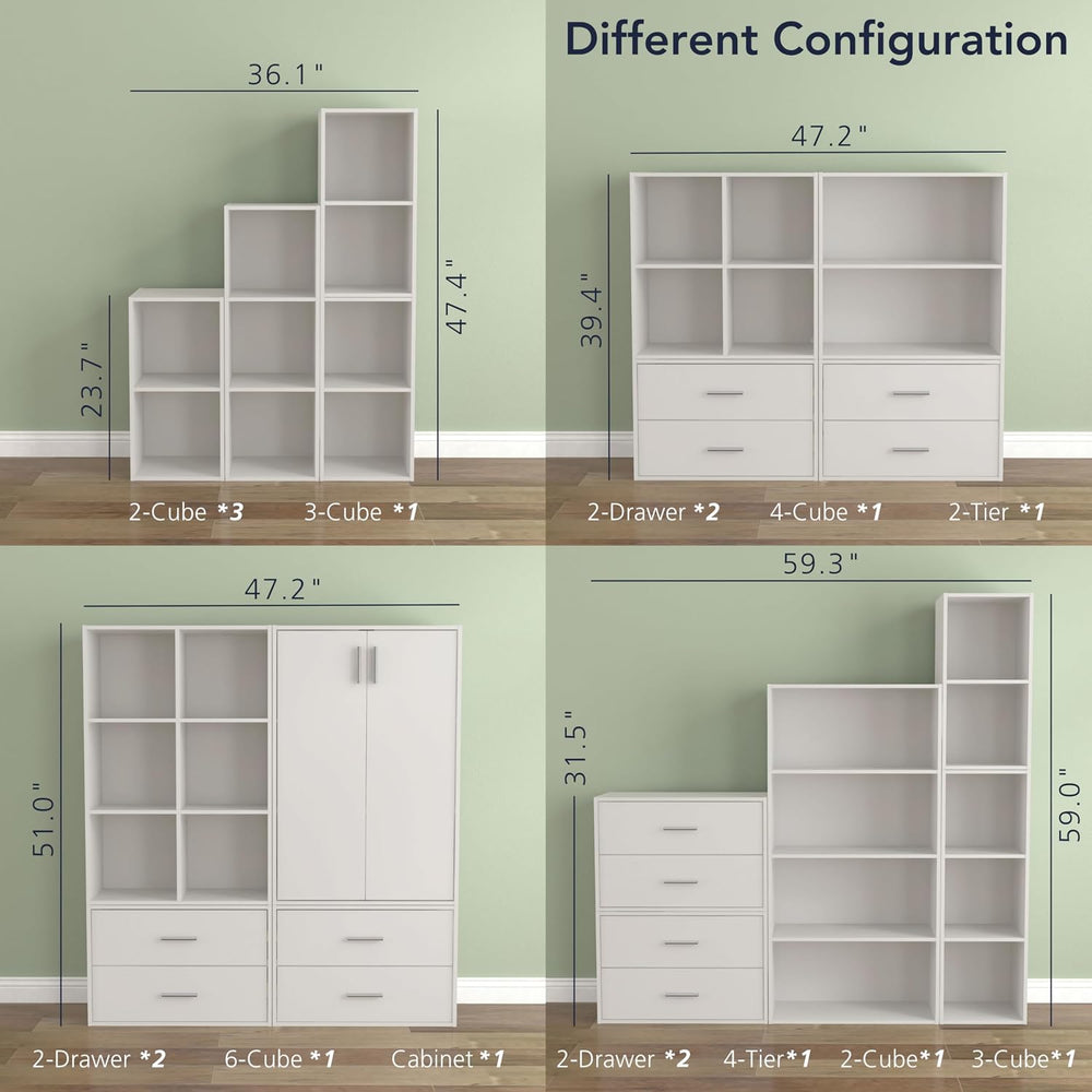 Homes: Inside + Out Apexa 3-Cube Storage Organizer Shelves, Stackable Wood Bo...