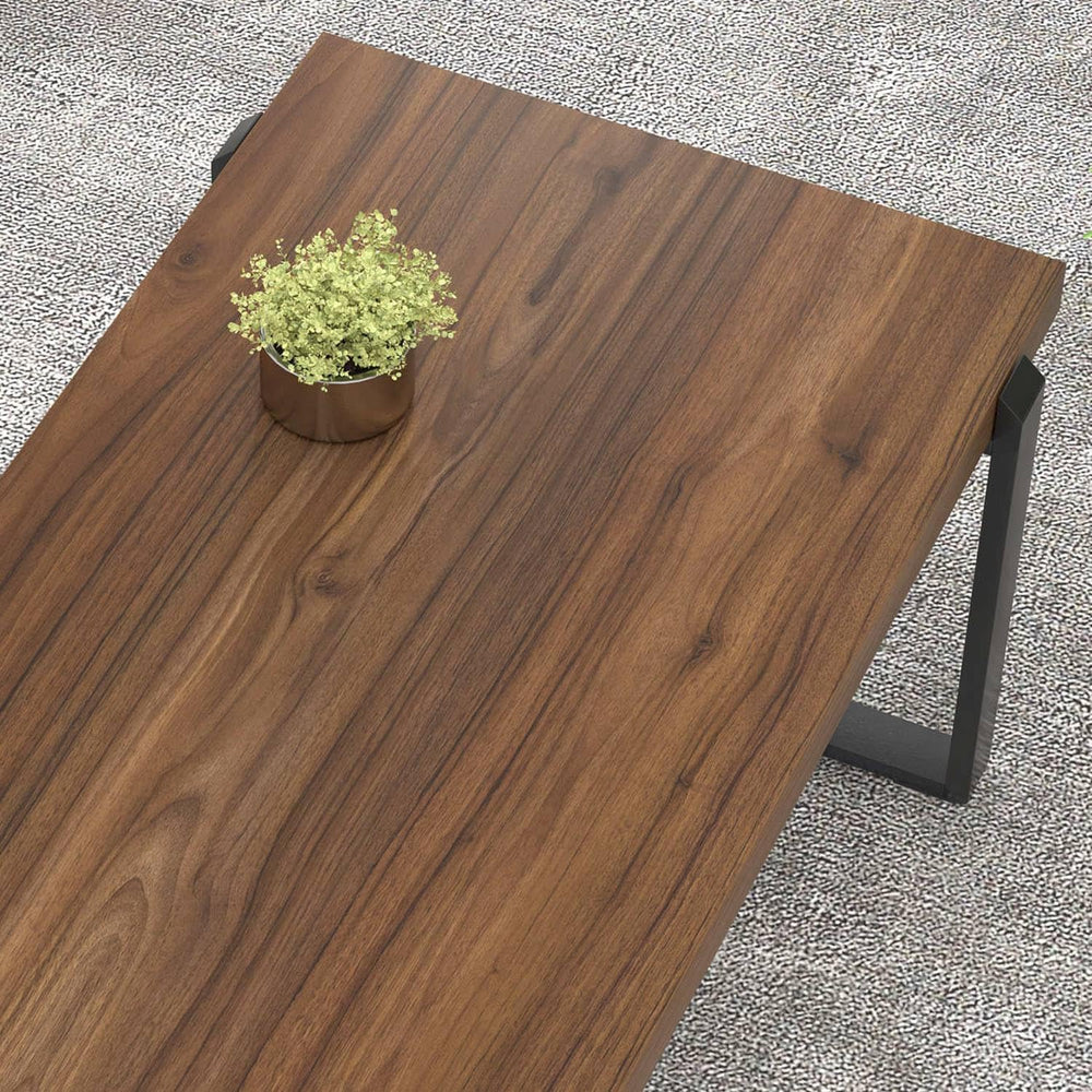 FOLUBAN Modern Coffee Table, Rustic Wood and Metal Center Table, Industrial R...