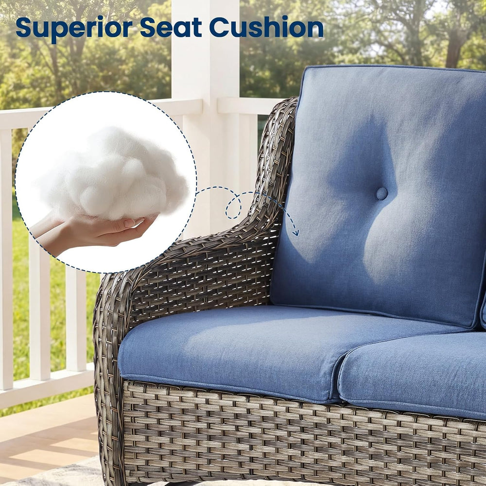 Patio Loveseat Sofa, Outdoor Wicker Loveseat with Luxury Thick Cushion, All-W...