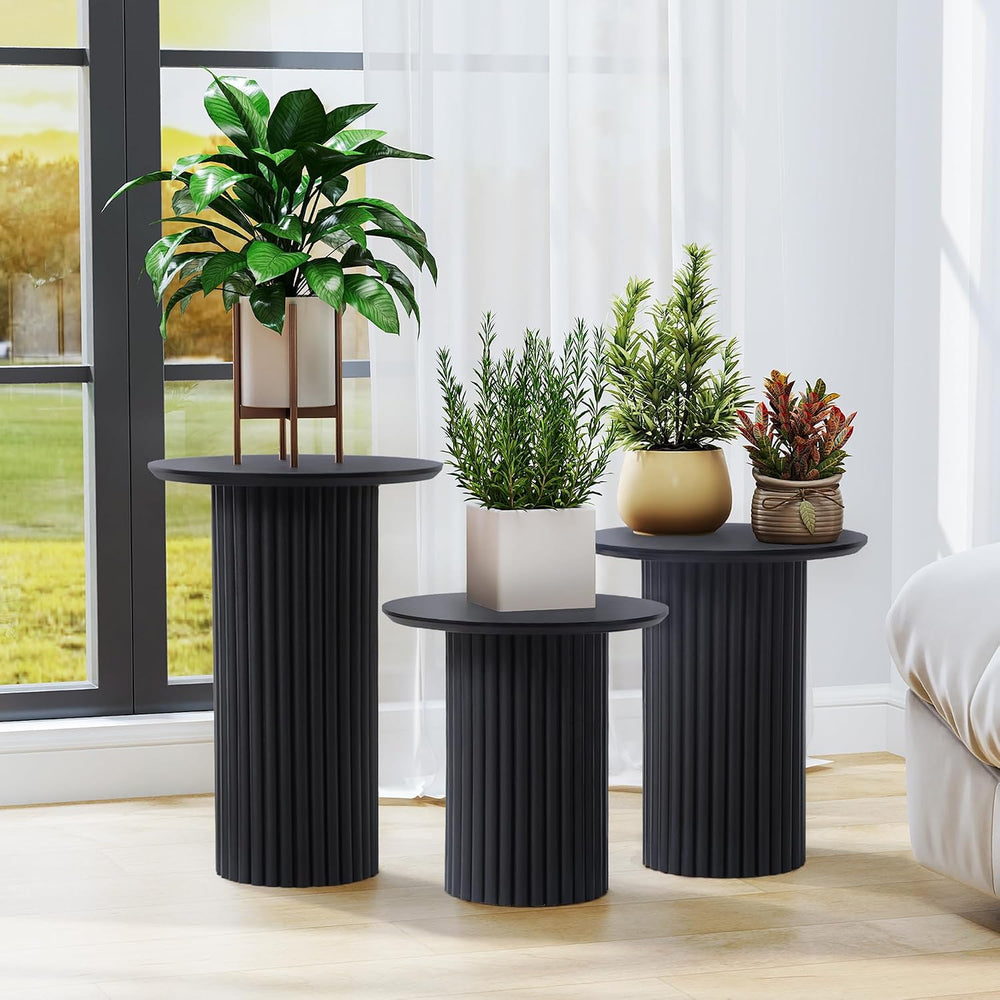 Bifins Black Round Nesting Coffee Table Set of 3