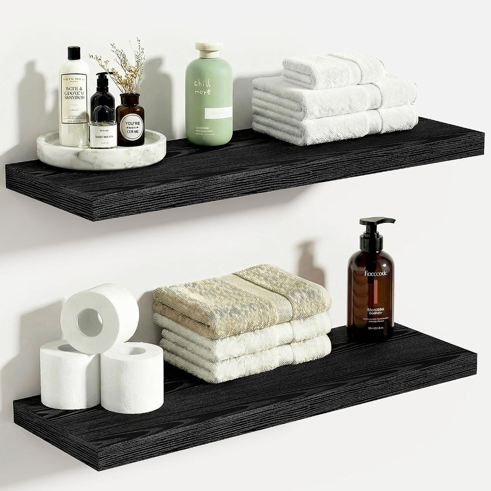 Vivelove 10" Deep Floating Shelves, 24”Wide Set of 2, Black