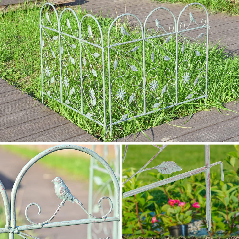 Sungmor 25in x 8ft Metal Garden Fence Border, Rustic Style Decorative Garden ...
