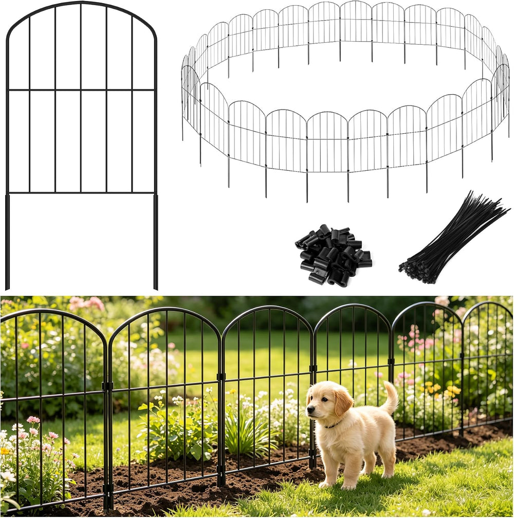 Decorative Garden Fence 24in (H) x 27.2ft (L), 26 Panels No Dig Garden Fencin...
