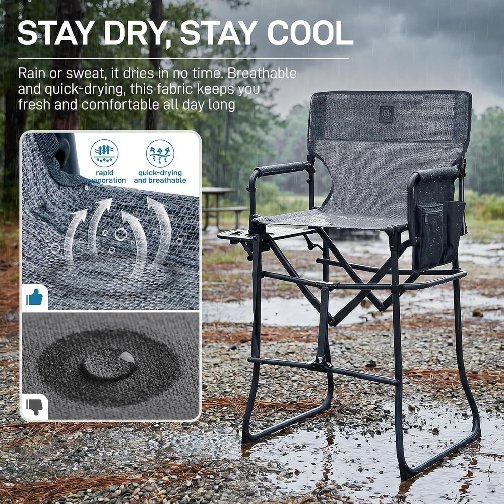 EVER ADVANCED Portable 30.7" Seat Height Tall Camping Directors Chair