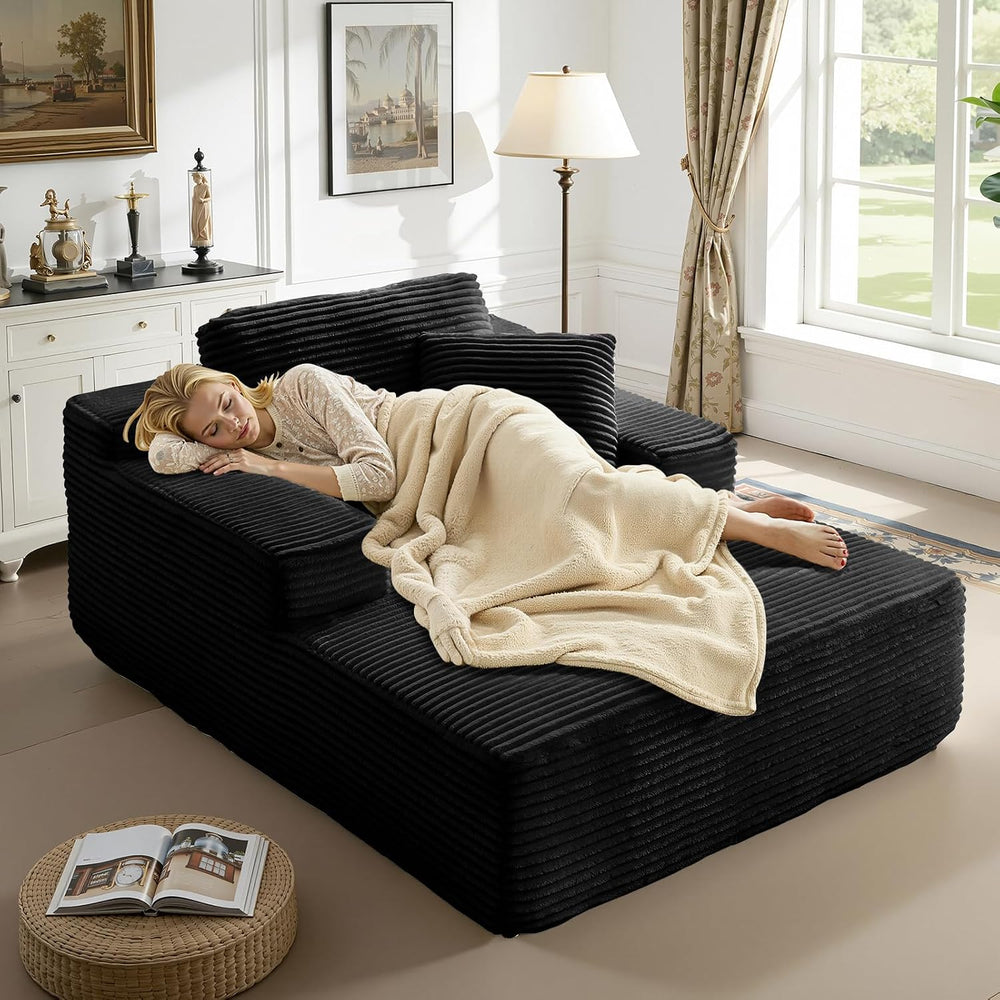 65 Inch Oversized Indoor Chaise Lounge,Black