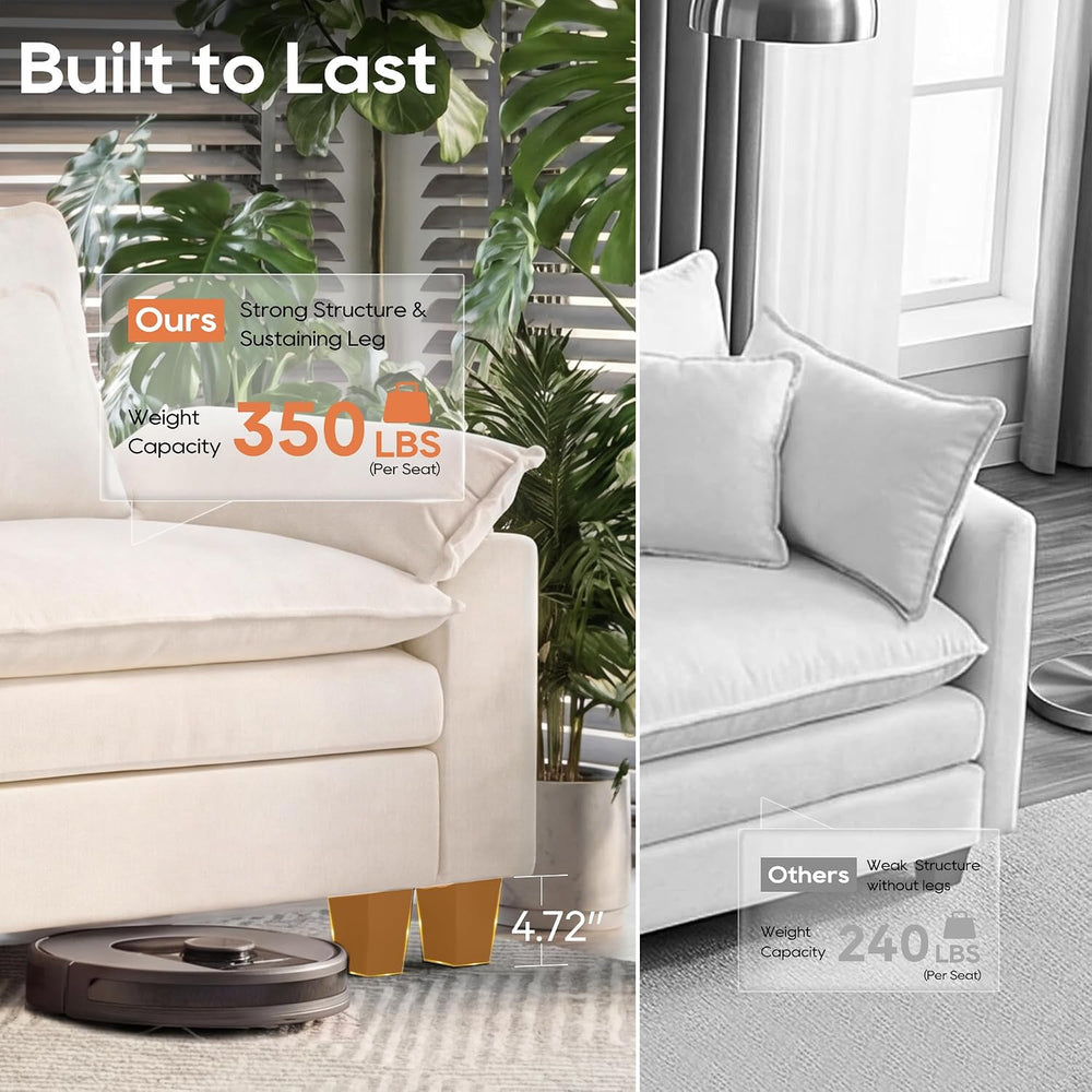 URRED Oversized Modular Sectional Sofa,Ivory:157" U Shaped