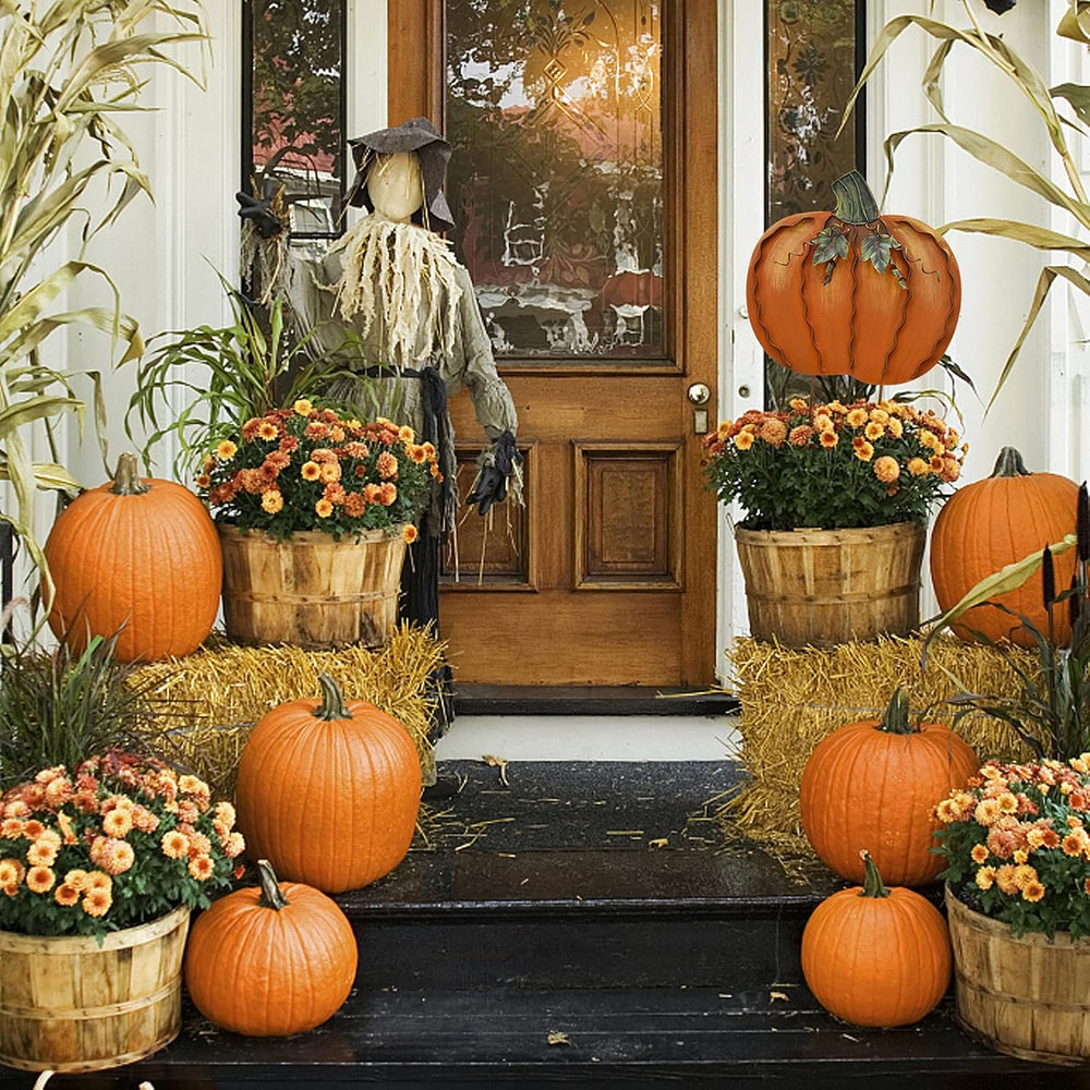 Pumpkin Garden Stakes Fall Decor Outdoor Pumpkin Yard Stake Sign Art