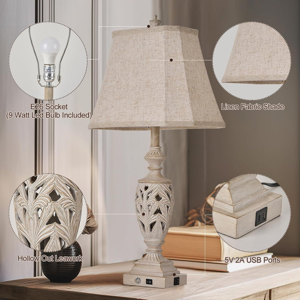 AIDENOEY 29.5" Table Lamp Set of 2 with Nightlight, Separate Touch Switch